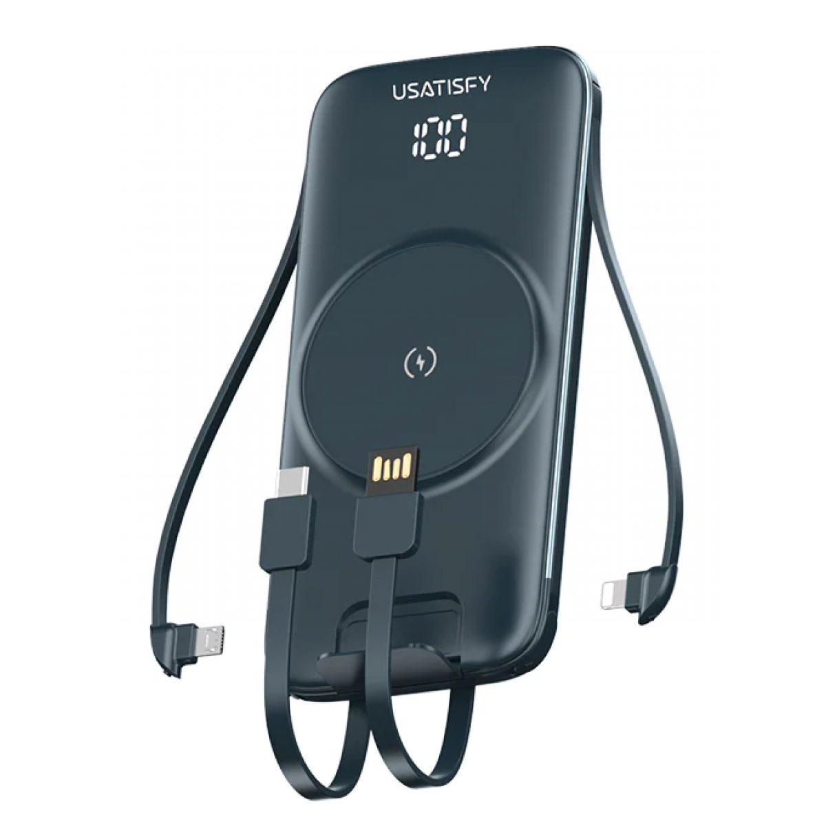 Usatisfy P3 智屏磁吸多頭8合1超薄大容量行動電源 (墨藍色)